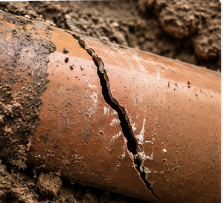 Cracked drain pipework