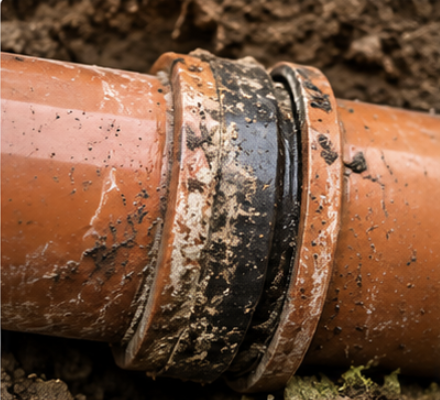 Damaged drainage pipe joint
